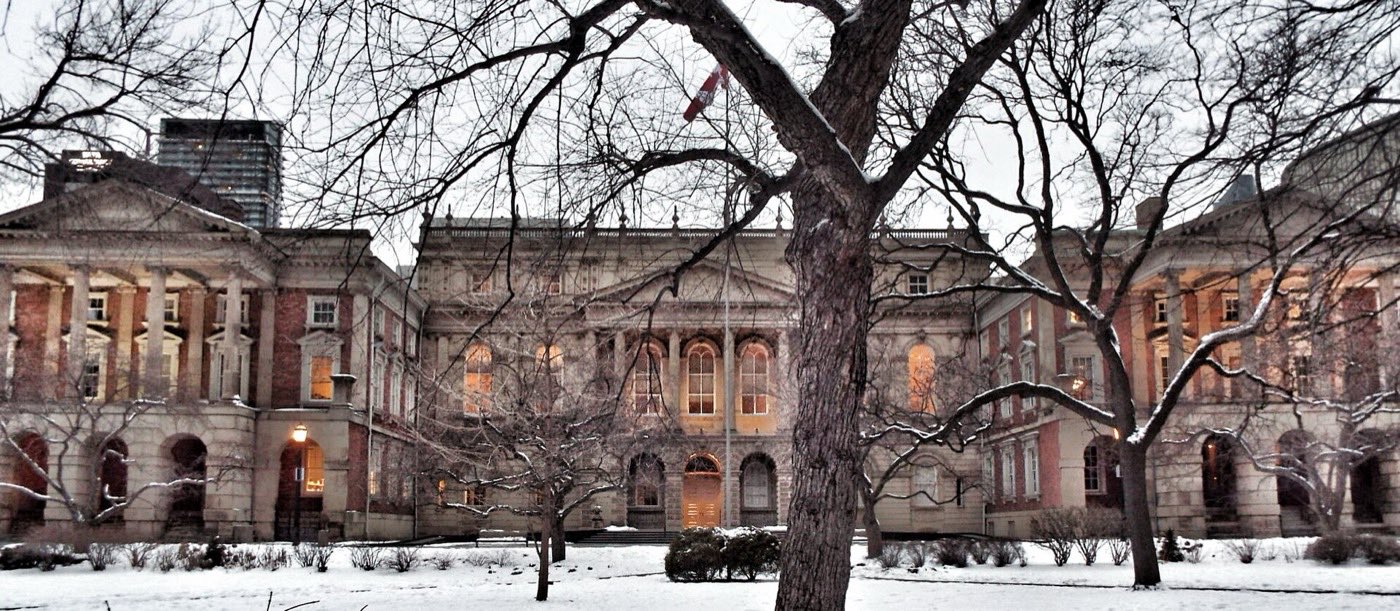 Ontario courthouse in downtown Toronto on a snowy winter morning